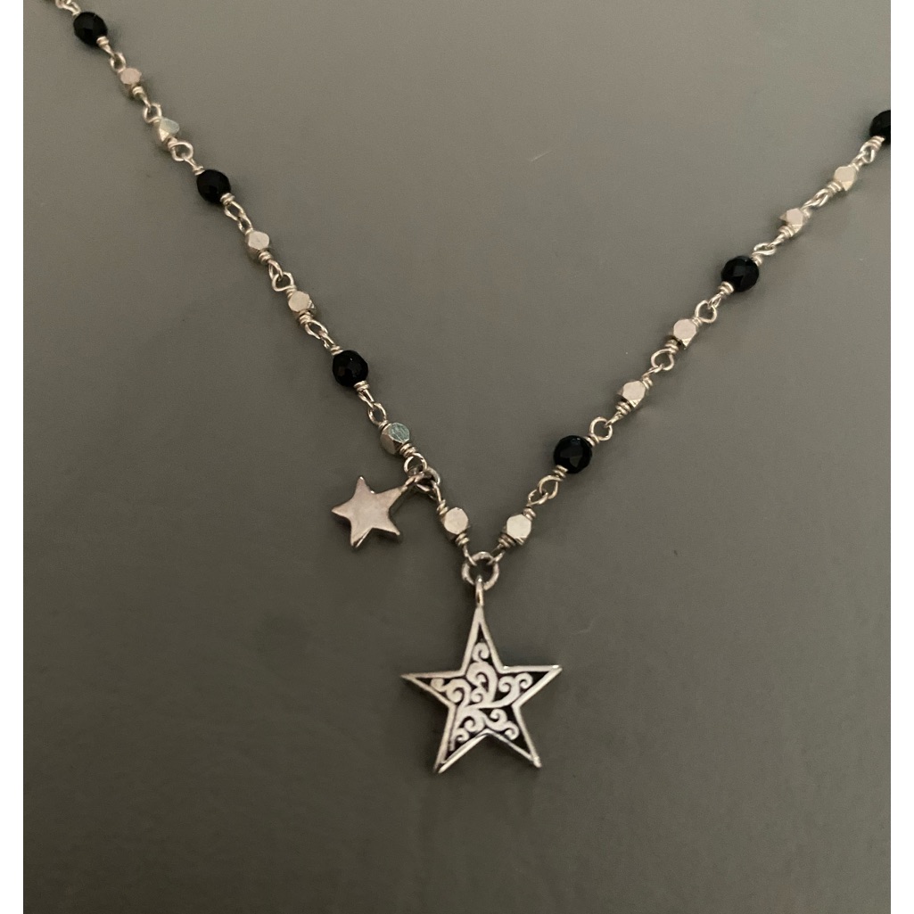 Lois Hill Sterling Silver Double Star Station Necklace Lois Hill Sterling Silver Double Star Station Necklace